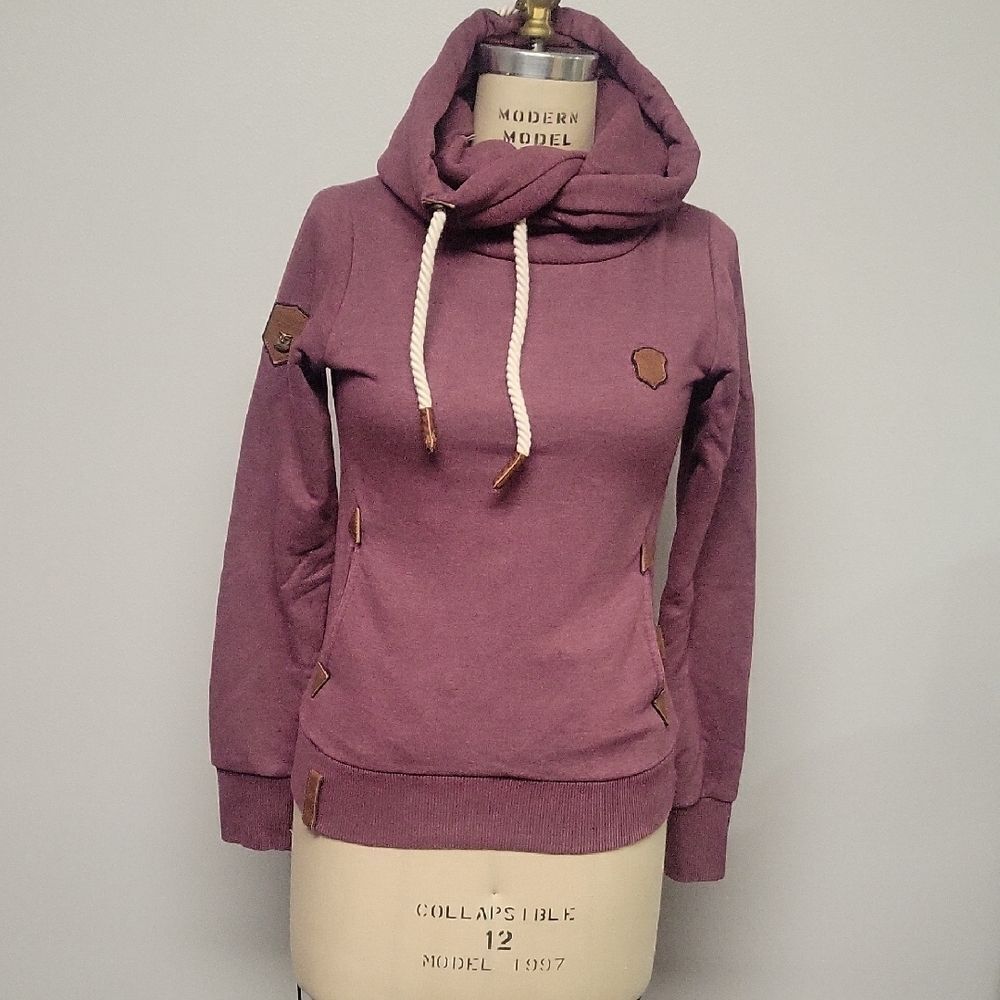 Naketano Mauve Hoodie with Rope Drawstrings, Size S